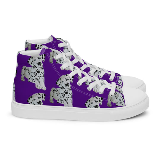 Women’s high top canvas shoes Purple Dalmatian