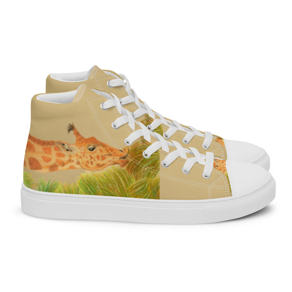 Women’s high top canvas shoes Giraffe eating