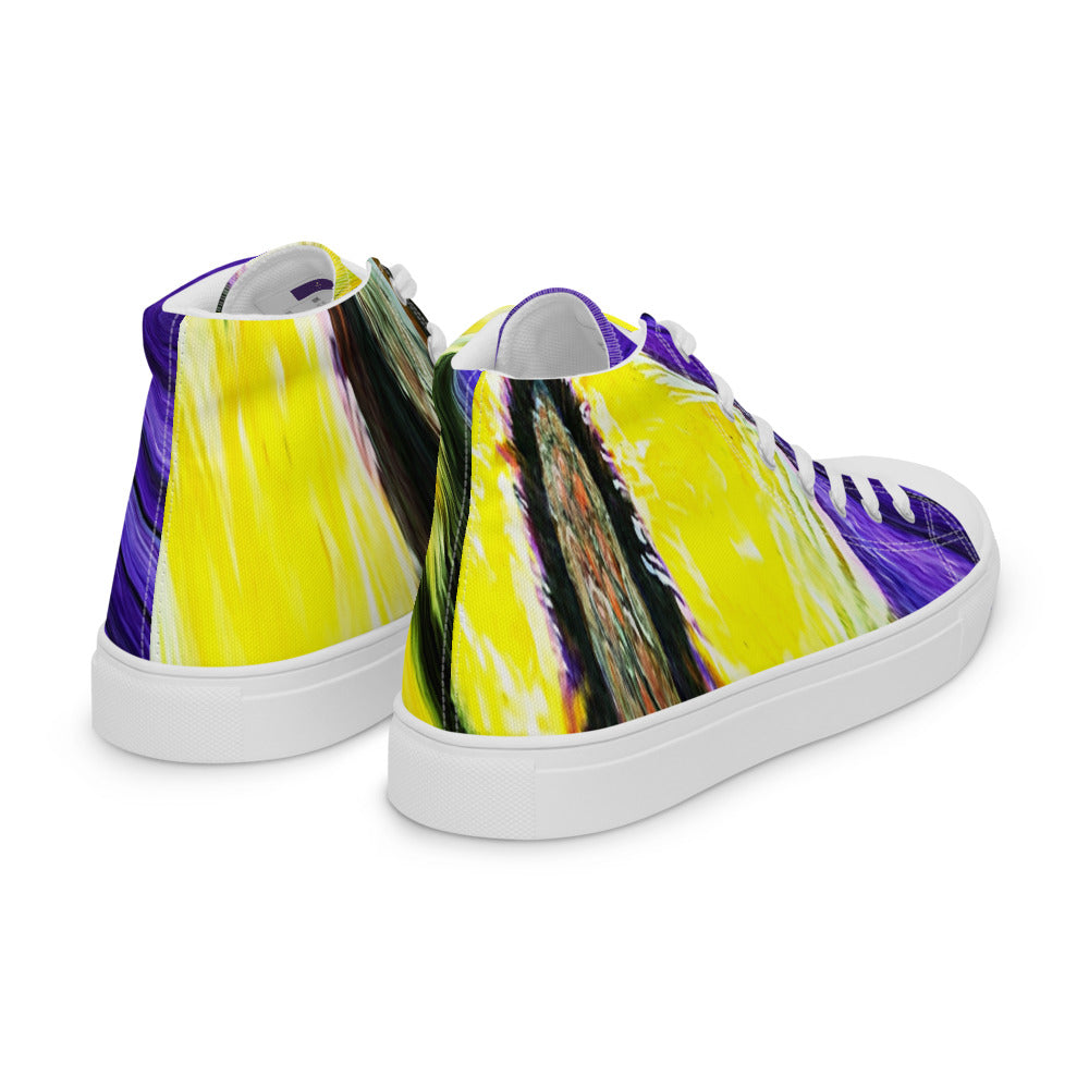 Women’s high top canvas shoes purple and yellow