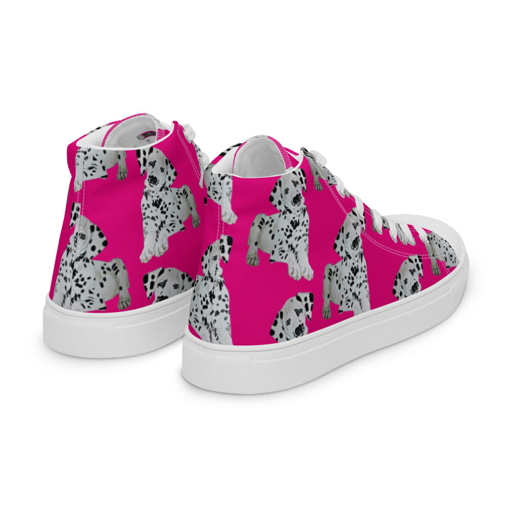 Women’s high top canvas shoes Hot Pink Dalmatian