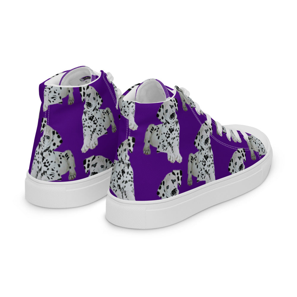 Women’s high top canvas shoes Purple Dalmatian