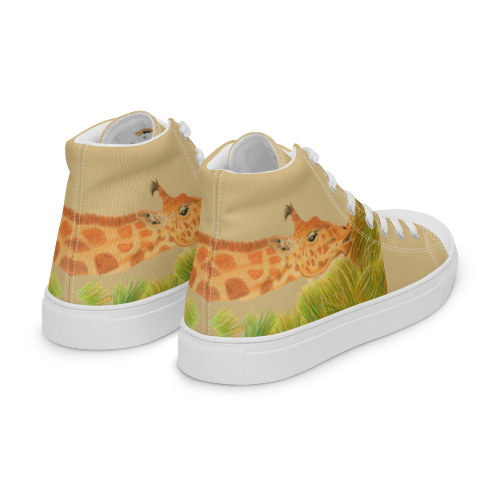 Women’s high top canvas shoes Giraffe eating