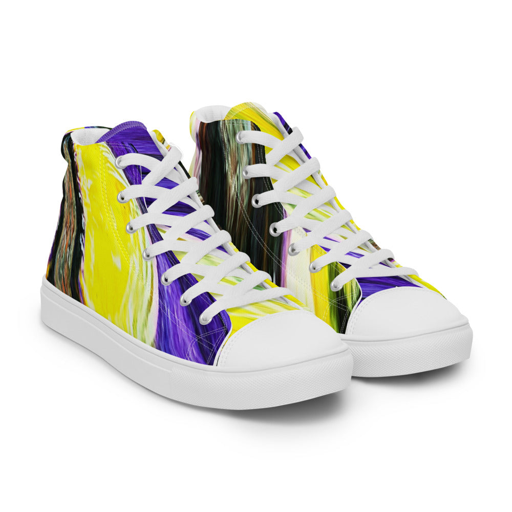 Women’s high top canvas shoes purple and yellow