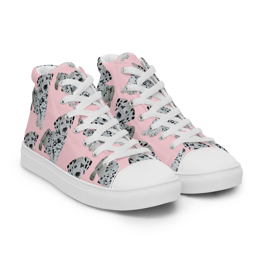 Women’s high top canvas shoes Pink Dalmation