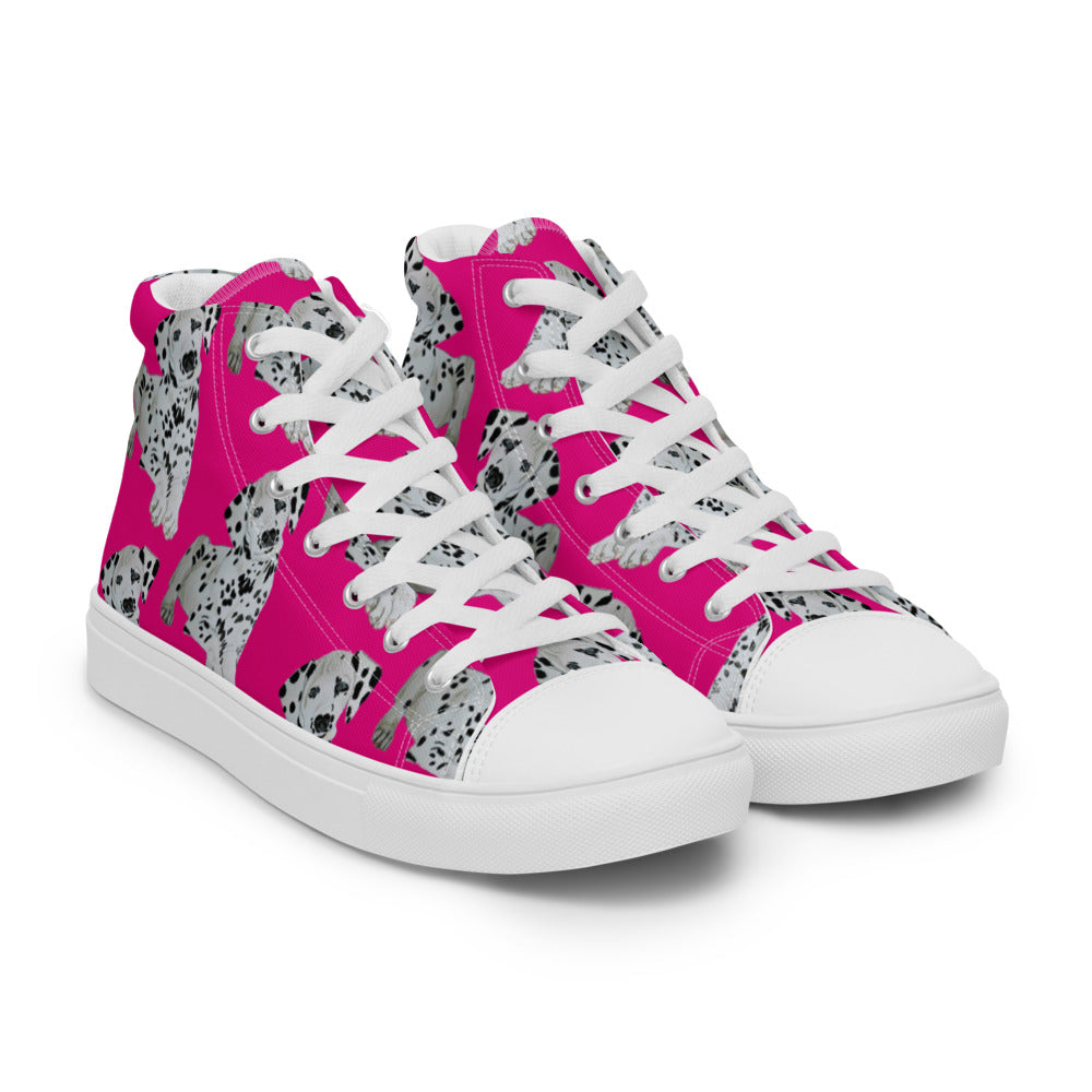 Women’s high top canvas shoes Hot Pink Dalmatian