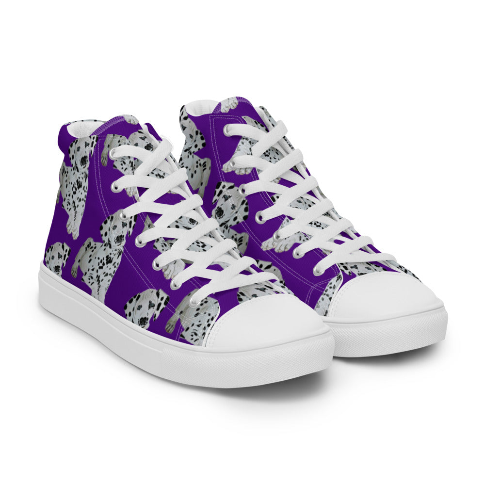 Women’s high top canvas shoes Purple Dalmatian