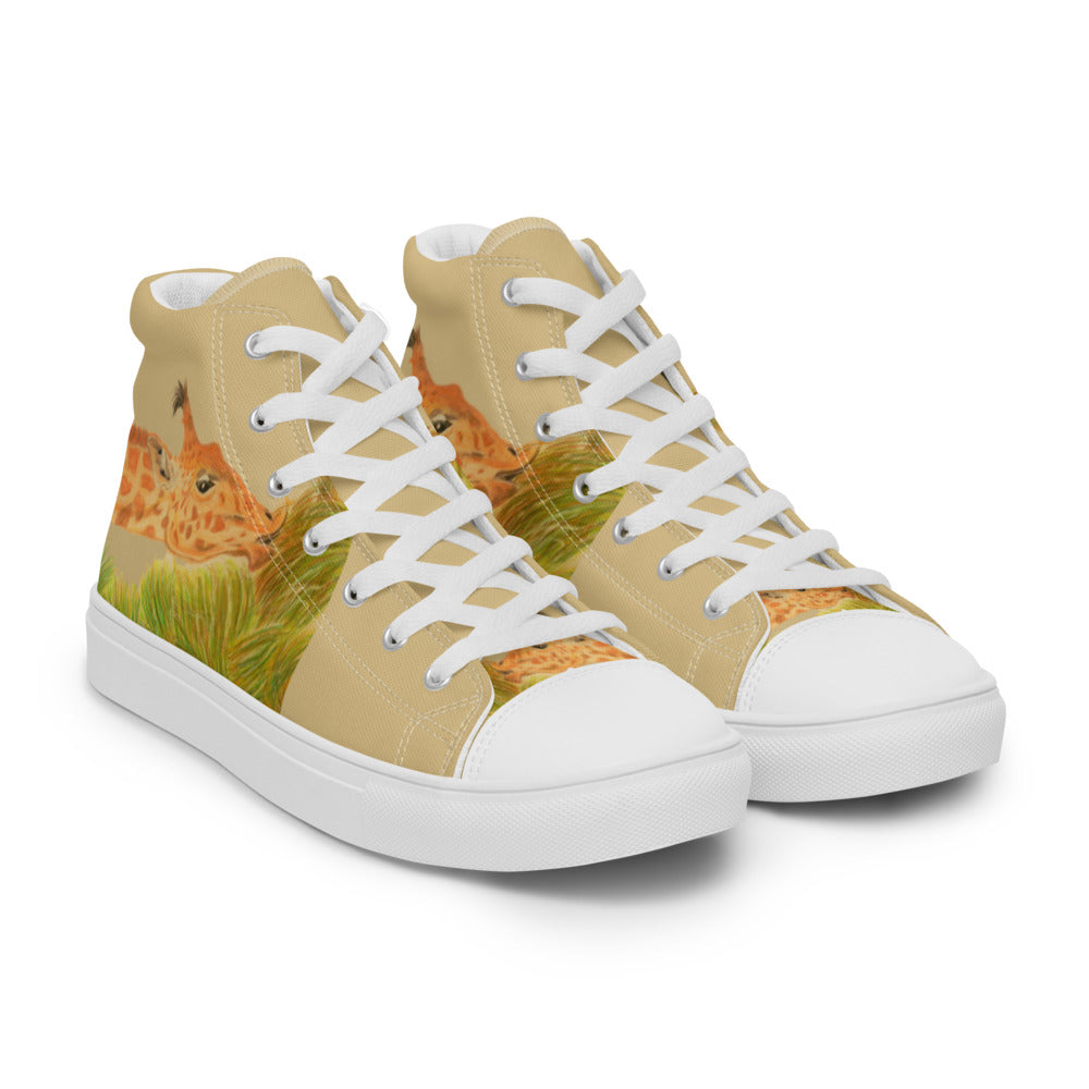 Women’s high top canvas shoes Giraffe eating